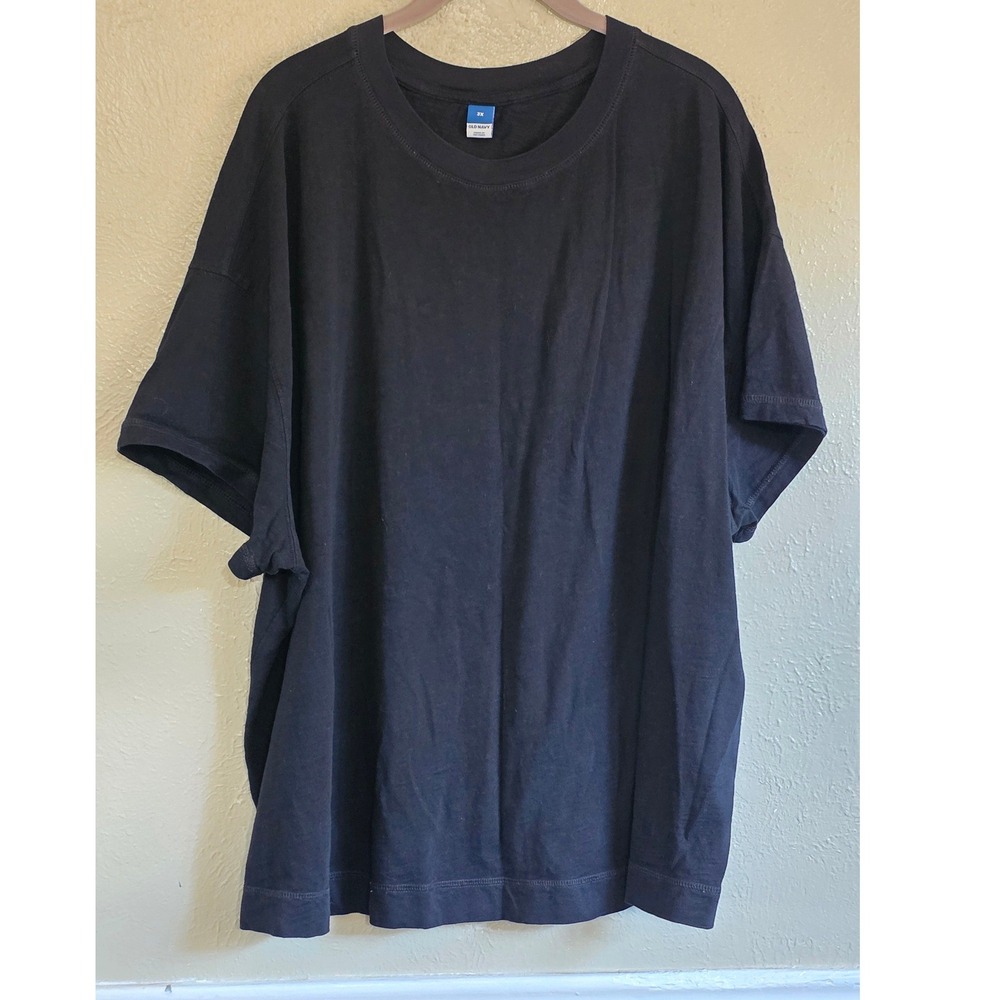 Old Navy womens 3X Black Slub Cotton Oversized Short Sleeve Crew Neck T-Shirt